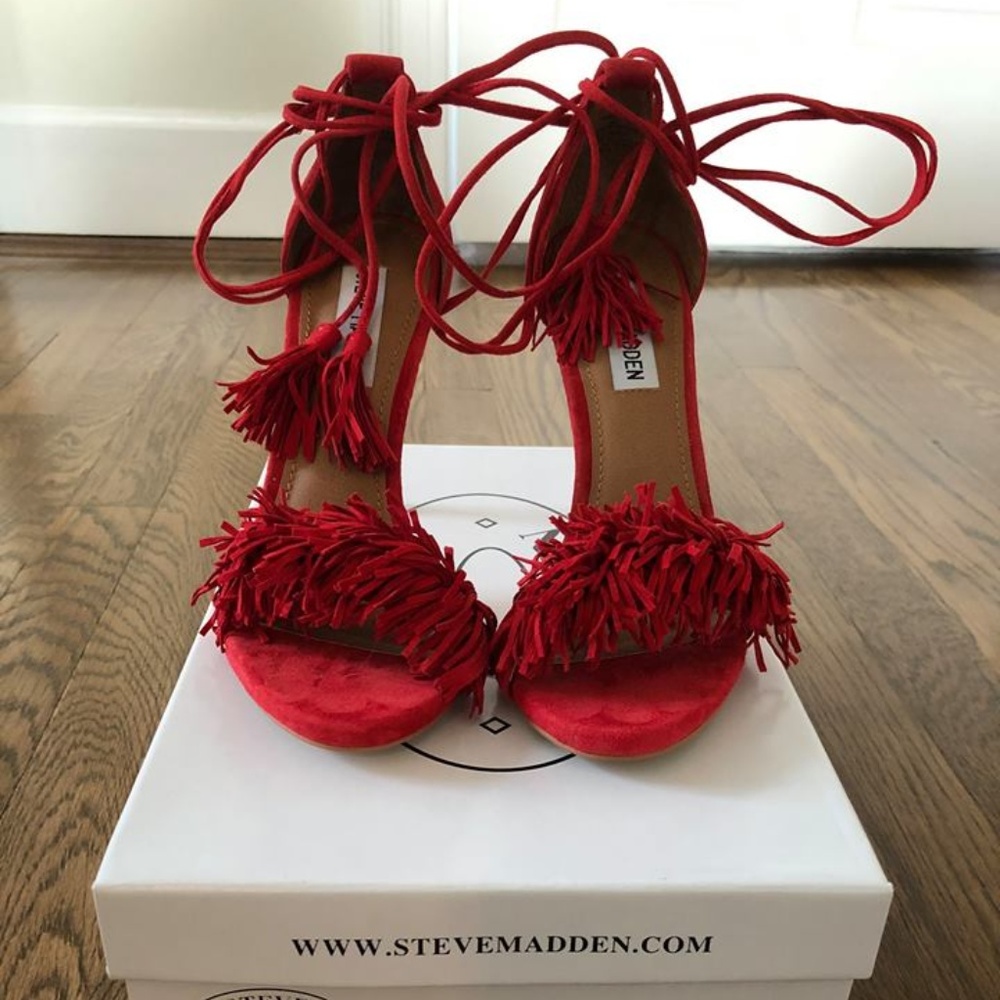 Steve Madden Sassey Red Suede Heels